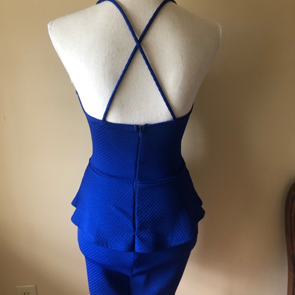 Charlotte Russe Royal Blue Mini Peplum Bodycon Dress Size Small - Picture 5 of 10